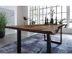 SAM Möbel Outlet Esstisch Baumkante, 160x85 cm, NOAH, Akazie, Nussbaum, U-Gestell schwarz