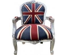 Casa Padrino Barock Kinder Stuhl Union Jack/Silber - Armlehnstuhl