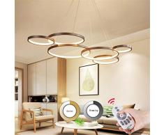 Moderne LED Pendelleuchte Dimmbar Mit Fernbedienung Hängeleuchte Pendellampe Höhenverstehbar Hängelampe Kronleuchterfür Wohnzimmer Esszimmer Büro Schlafzimmer Decken Lampe 120 * 75cm 88W Six rings