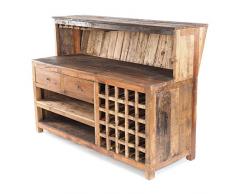 Vintage Design BARSCHRANK PUREWOOD | 150x110x55cm(BxHxT) | Shabby Chick Minibar, Bar Theke aus Altholz | Verkaufstresen, Kassentresen, kultiges Dekoobjekt | Farbe: 01 Natur-Vintage