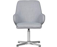 FineBuy Drehstuhl Grau 64x88x64cm Design Drehsessel Stoff | Esszimmerstuhl drehbar ohne Rollen | Küchenstuhl mit Armlehne | Bequemer Schalenstuhl Esszimmer | Esstischstuhl mit Lehne