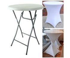 Partytisch mit Husse Bistrotisch Stehtisch Klapptisch Biertisch weiß Ø 80cm / Höhe ca.110 cm klappbar Baumarktplus
