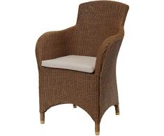korb.outlet Loom Sessel Sydney Esszimmersessel Esszimmer Stuhl mit Armlehne Loomsessel mit Polster (Vintage Braun)