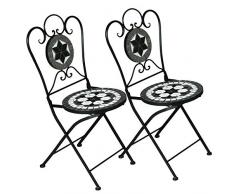 Deuba Mosaikstühle Oriental 2er Set Klappbar Sitzhöhe 45cm Metall Stabil Mosaik Balkonstuhl Gartenstuhl Klappstuhl