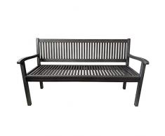 Gartenbank Winston, 3-Sitzer, Eukalyptus FSC, Grau, 152x66x87cm - Parkbank Holzbank Sitzbank Sitzmöbel Bank