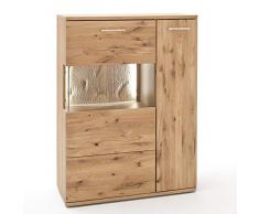 Lomadox Massiver Esszimmerschrank Highboard Vitrine 90cm, Asteiche Bianco massiv geölt