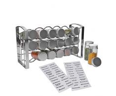 GEORGES Gewürzregal mit 18 Gläsern zum Aufstellen oder Aufhängen (Silber)