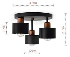FKL Schwarze Deckenlampe Deckenleuchte 3 flammig Lampe Leuchte 382-E3 Skandi