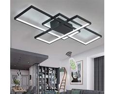 LED Deckenleuchte Wohnzimmer Lampen Dimmbar Deckenlampe Modern Eckig Design Decke Leuchen Aluminium Lampenschirm Pendelleuchte Wohnzimmerlampe Schlafzimmerlampe Esszimmerlampe Küchelampe (Schwarz)