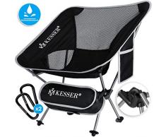 Kesser® Campingstuhl faltbar klappbar tragbar Angel Stuhl Camping Stuhl Faltstuhl bis 120 kg Strandstuhl Angelstuhl Klapphocker mit Getränkehalter kleinem Packmaß, Outdoor Stuhl, Grau