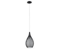 EGLO Pendellampe Razoni, 1 flammige moderne Pendelleuchte, Material: Stahl, Glas: satiniert, Farbe: schwarz, Fassung: E27