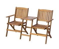 vidaXL Klappbare Gartenbank mit Teetisch Solides Akazienholz