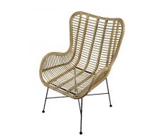 animal-design Rattansessel Relax Korbstuhl Flechtstuhl bequem mit Armlehne Retro Esszimmer Küche Balkon Terrasse, Farbe:Natur