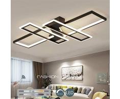 LLDS LED Deckenleuchte Dimmbar Wohnzimmerlampe Deckenlampe Mit Fernbedienung Modern Acryl Lampenschirm Design Leuchte Für Schlafzimmerlampe Esszimmerlampe Küchelampe Büro Deko Lampe,Schwarz,120cm