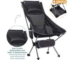 Campingstuhl aus robustem 600D-Polyester und Aluminium – leicht und faltbar – Camping-Gadget inklusive Seitentaschen + Strandmatte GRATIS