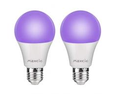 11W Schwarzlicht Glühbirne UV E27, Maxcio Schwarzlicht Glühlampe LED, UV Leuchtmittel, Black Light Bulb für Disco DJ Neon Party Keller Partyraum Club Bar Helloween, 2 Packs