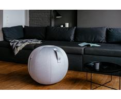 Hock Design VLUV LEIV Stoff-Sitzball, Fitnessball, Gymnastikball, Medizinball, Pezziball für Das Büro oder zu Hause 65cm, ergonomisch - in Silver