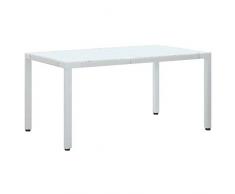 vidaXL Gartentisch Witterungsbeständig Pflegeleicht Esstisch Balkontisch Terrassentisch Gartenmöbel Tisch Weiß 150x90x75cm Poly Rattan
