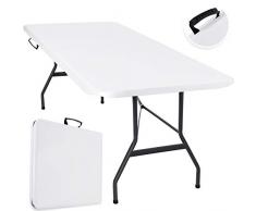 Kesser® Buffettisch Tisch klappbar Kunststoff 240x70 cm cm Campingtisch Partytisch Klapptisch Gartentisch für Garten, Terrasse und Balkon zusammenklappbar 8 Personen inkl. Tragegriff, Weiß