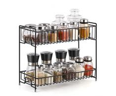 Gewürzregal 2 Ebenen Gewürzständer für küchenschrank küchen organizer 36,1 cm x 30,7 cm x 14,7 cm, Braun