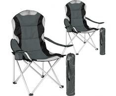 TecTake Anglersessel Campingstuhl gepolstert und wasserabweisend mit Getränkehalter mit Tragetasche | -Diverse Farben und Mengen- (2er Set Grau | Nr. 401296)