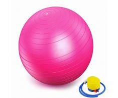 ZHENWEN Classic Balance Ball Chair - Übungsstabilität Yoga Ball Ergonomischer Stuhl für Zuhause und Büro Schreibtisch mit Luftpumpe,Rosa,30cm