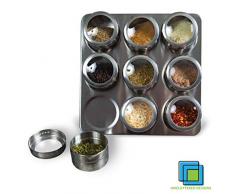 Intergalactic Gewürzregal Set mit magnetischen Gläsern, Ständer und Wandhalterung von Uncluttered Designs (9 Dose)