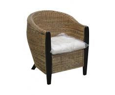 BARI Rattansessel inkl. Sitzkissen Clubsessel Loungesessel Armlehnstuhl Sessel - Bicolor