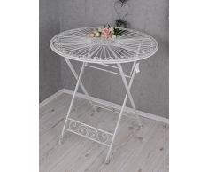 PALAZZO INT Gartentisch Shabby Chic Garten Tisch Eisen Weiss Eisentisch