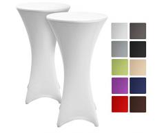 Beautissu 2er Set Stretchhusse Stehtisch Stella Ø 60-65 cm - Edle Stretch Stehtischhusse als Husse Tischüberzug in Weiß