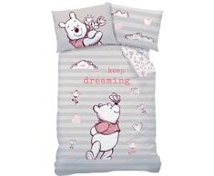 Winnie Pooh Babybettwäsche Flanell/Biber Mädchen 1 Kissenbezug 40x60 + 1 Bettbezug 100x135 cm Kinderbettwäsche Disneys Winnie Puuh 100% Baumwolle