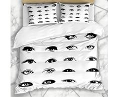 Soefipok Bettbezug-Sets Black Eyes Ink Lashes Wimpern Sexy Makeup Mascara Siehe Mikrofaserbettwäsche mit 2 Pillow Shams