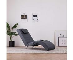 Festnight Massage Relaxliege mit Kissen | Wohnzimmer Liegesessel | Modern Relaxsessel | Liegestuhl | Sofaliege | Polsterliege | Grau Wildleder-Optik und Holzrahmen mit Stahlbeinen 144 x 59 x 79 cm