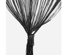 Fadenvorhang, Fadenvorhang Glitzer weiss 100 x 200 cm Wandvorhang Schaufensterdekoration, Dekorative Gardine Raumteiler Fliegenschutz für Hochzeit, Café, Restaurant (Schwarz)