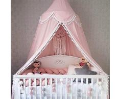 OldPAPA Baby Baldachin Betthimmel für Kinder Bett Hängende Moskitonetz für Schlafzimmer Ankleidezimmer Spiel Lesen Zeit Dekoration für Bett und Schlafzimmer Höhe 240cm(Rosa)