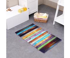 JameStyle26 Schöne Fußmatte Badezimmermatte rutschfest Duschmatte schnelltrocknend Anti-Rutsch Küchenmatte Badezimmer Teppich Matte (Bunte Streifen, 50 x 80 cm)