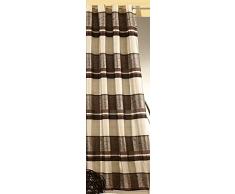heimtexland Gardine Blickdicht Vorhang Ösenschal aus edel glänzendem Jacquard-Gewebe in Schoko braun HxB 245x140 cm hochwertige Qualität mit schönem Fall …auspacken, aufhängen, fertig! Typ195