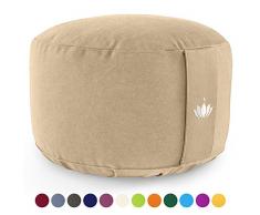 Lotuscrafts Yogakissen Meditationskissen Extra Hoch - Sitzhöhe 20cm - Waschbarer Bezug aus Baumwolle - Yoga Sitzkissen mit Dinkelfüllung - GOTS Zertifiziert