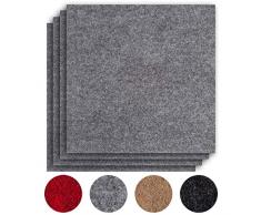 andiamo Teppichfliesen selbstklebend Teppichboden Bodenbelag Nadelfilz Fliese 40 x 40 cm - Set, Farbe:Grau, Größe:4 m²