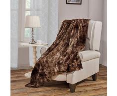 softan Kuscheldecke Kunstfell Hochwertige Felldecke für Wohn- und Schlafräume, Braun, 130cm×150cm