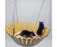 KeKeandYaoYao Kleines Haustier Hamster Eichhörnchen Ratte Papageien Bambus Schaukelauflage Hängendes Schlafbett Nest Spielzeug Holzfarbe