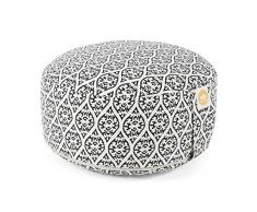 Lotuscrafts Yogakissen Meditationskissen Rund Lotus - Sitzhöhe 15cm - Waschbarer Bezug aus Baumwolle - Yoga Sitzkissen mit Dinkelfüllung - GOTS Zertifiziert (Block Print Edition)