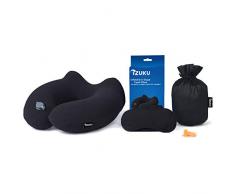 IZUKU Reisekissen Ideal für Reise Büro und Haus Nackenkissen mit stützenender Funktion Aufblasbares Nackenhörnchen mit Dem egornomischen Entwurf Weiches Nackstützenkissen(Schwarz) …