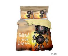 PDXSJT Bettwäsche-Garnitur Traumfänger, Microfaser, 1 Bettbezug Und 2 Kissenbezüge, Liebevolles Geschenk Zum Geburtstag, Zum Valentinstag, Zu Ostern Oder Zu Weihnachten,B,AUSingle140x210cm