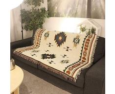 DDFGDFSA Stil gestrickte Sofa Decke geometrische Muster Decke Wohnzimmer Schlafzimmer Teppich Teppich Tagesdecke Tischdecke Wandteppich,Beige,M