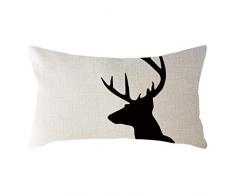 Weihnachten Kissenbezug Kissenhülle Kissenbezüge Hansee, Dekokissen Cases Weihnachtselchmuster Dekokissen Leinen Kissen Protektoren Rechteck Kissenbezug 30 cm x 50 cm（C)