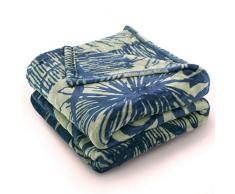DecoKing 40775 Kuscheldecke 150x200 cm Decke Microfaser Mikrofaserdecke Fleecedecke Wohndecke Fleece Weich Sanft Kuschelig grün Blau Grau Rainforest Jungle Collection
