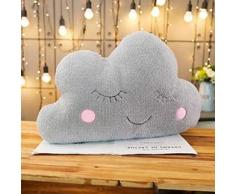 CGDX Plüsch Himmel Kissen Schlafen Lächeln Wolke Stern Wassertropfen Mond Kissen Zimmer Kinderbett Dekor Natur Kissen Weiß Rosa Grau 55 cm * 45 cm Graue Wolke