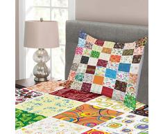 ABAKUHAUS Retro Tagesdecke Set, Patchwork Retro Style, Set mit Kissenbezug Moderne Designs, für Einselbetten 170 x 220 cm, Mehrfarbig
