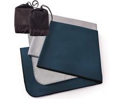 Mikrofaser Handtücher 2er Set von The Friendly Swede inkl. 2x Netztaschen, Ultraleichte Reisehandtücher schnelltrocknend, weich und saugfähig. Ideal als Sporthandtuch, Badetuch, für Urlaub und Fitness (50 cm x 100 cm - 2 Stück)